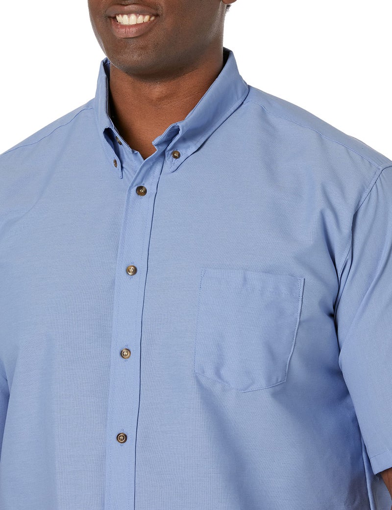 Red Kap Men's Tall Size Poplin Dress Shirt, Stain and Wrinkle Resistant, Short Sleeve, Light Blue, 3X-Large - Image 3